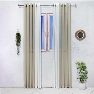 پرده آماده - حریر بافت دار کد 103 رنگ نسکافه ای