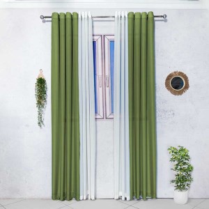 پرده آماده - حریر بافت دار کد 108 رنگ سبز