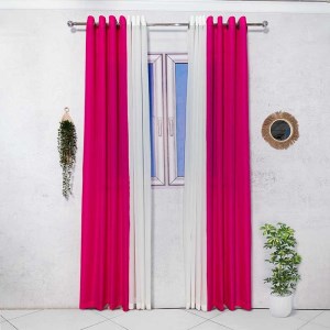 پرده آماده - حریر بافت دار کد 114 رنگ سرخابی