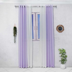 پرده آماده - حریر بافت دار کد 117 رنگ یاسی