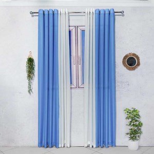 پرده آماده - حریر بافت دار کد 124 رنگ آبی تیره