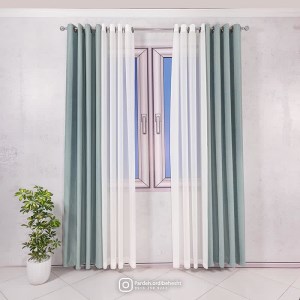 پرده آماده - گارنت کد 827 رنگ آبی کم رنگ