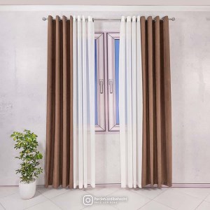 پرده آماده - گارنت کد 837 رنگ قهوه ای تیره